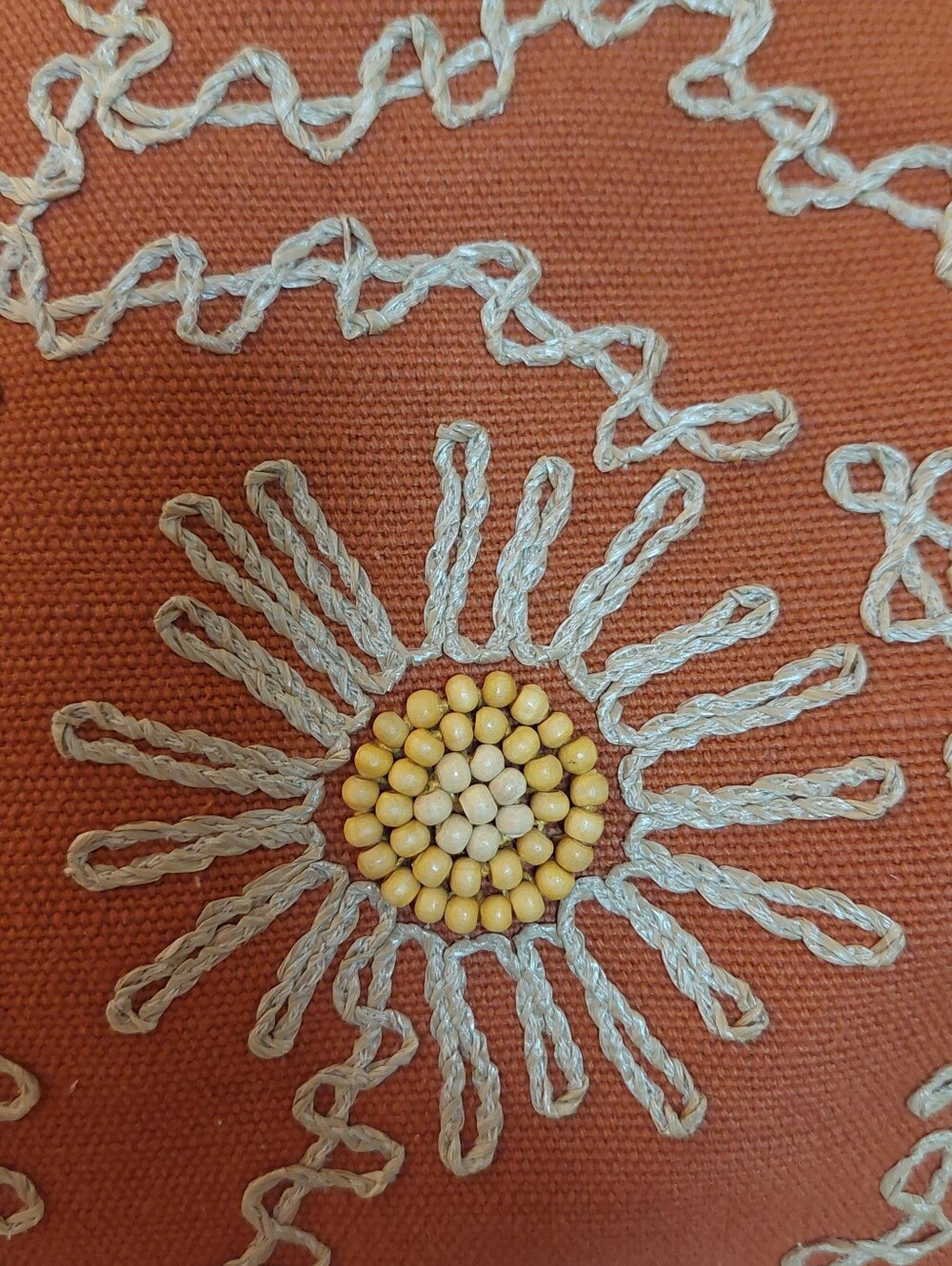 STONE MOUNTAIN Rust Orange Embroidered Beaded Floral Motifs Shoulder Purse Bag - Picture 4 of 16